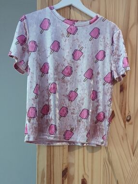 Pink Velvet Popsicle Print T-shirt